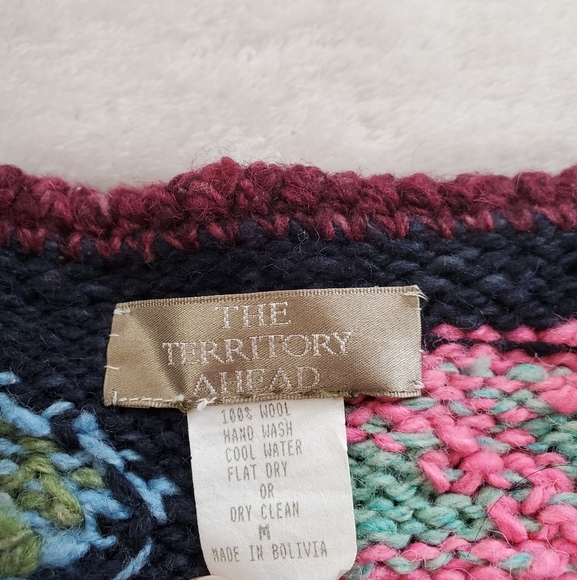 Vtg Wool Cardigan Sweater Womens Medium Aztec 90s Colorful - Picture 4 of 13